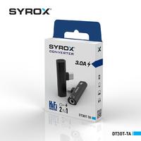 Syrox DT30T-TA Type-C Input, Type C Input + 3.5mm Jack Converter, Converter 3.0 Amps (Black and Gray Color Option)