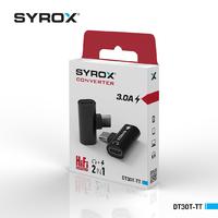 Syrox DT30T-TT Type-C to Type-C + 3.5mm Jack Converter, Converter 3.0 Amps (Black and Gray Color Option)