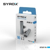 Syrox DT30T-TA Type-C Input, Type C Input + 3.5mm Jack Converter, Converter 3.0 Amps (Black and Gray Color Option)