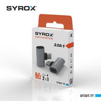 Syrox DT30T-TT Type-C to Type-C + 3.5mm Jack Converter, Converter 3.0 Amps (Black and Gray Color Option)